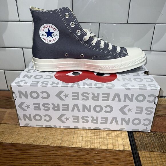Converse Comme des Garçons PLAY x Chuck 70 High Steel Gray 171847C Men's Shoes - Picture 2 of 5